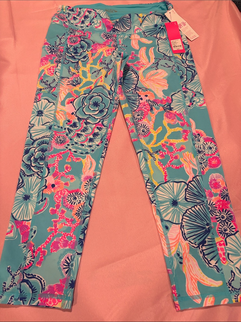 Lilly Pulitzer Weekender Midi Leggings Once Upon a Tide Bali Blue L NWT